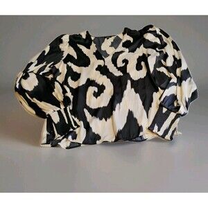 Express Women's Black /White Silk‎ Like Cropped Blouse, Size M